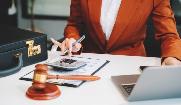 justice and law concept.businessman or lawyer or accountant work